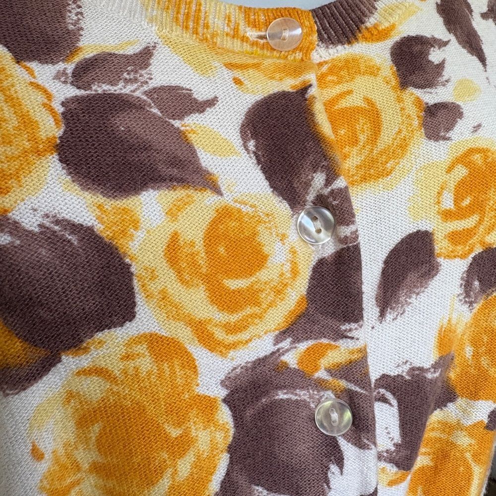 RARE dELiA*s Jolene Watercolor Yellow Brown Roses Cardigan - Sookie Stackhouse - Picture 4 of 9